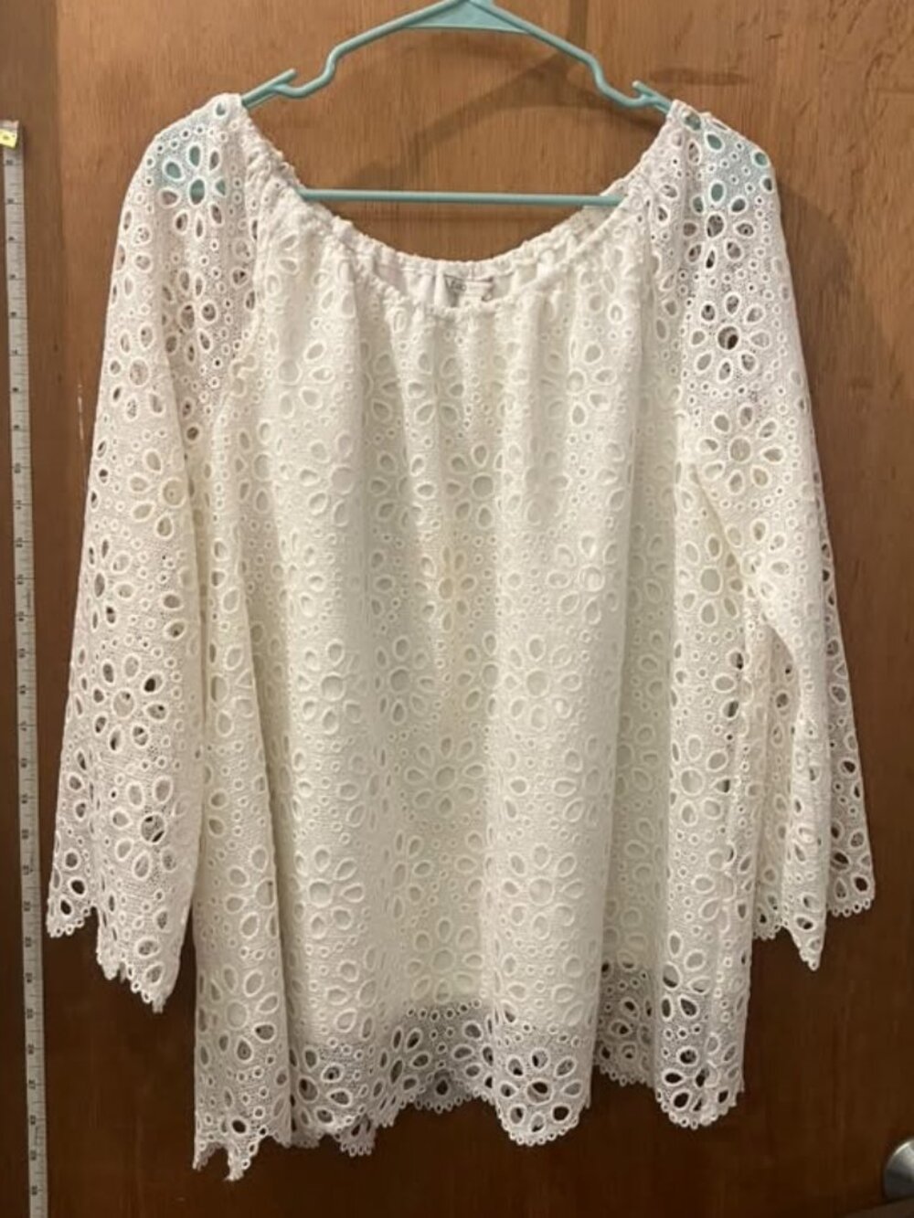 Size XL - Cato - White 3/4 Sleeve Lace Pullover Blouse